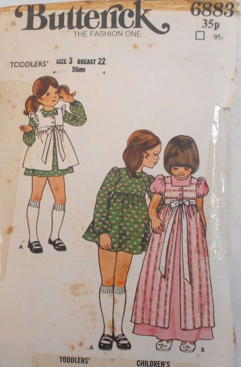 BUTTERICK 6883 TODDLERS DRESS & PINAFORE SIZE 3 YEARS BREAST 22 COMPLETE