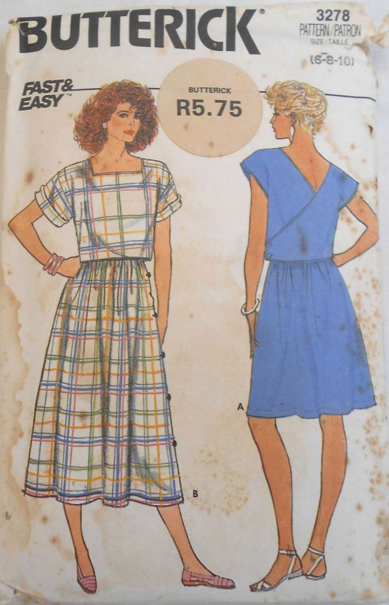 BUTTERICK 3278 SKIRT & TOP WITH BACK FEATURE SIZE 6-8-10 COMPLETE-PART CUT TO 10