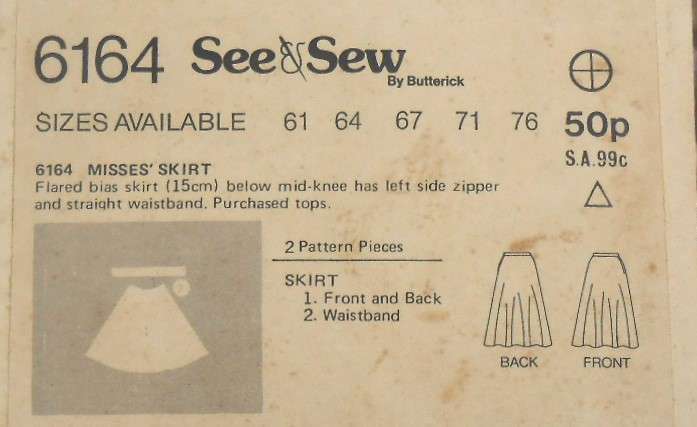 BUTTERICK 6164 SKIRT SIZE 14 COMPLETE