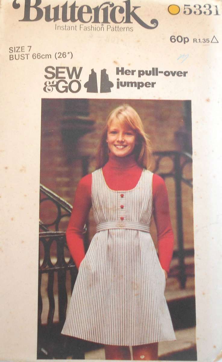 BUTTERICK 5331 GIRLS HIGH FITTED AND FLARED PINAFORE SIZE 7 YEARS BUST 66 CM COMPLETE