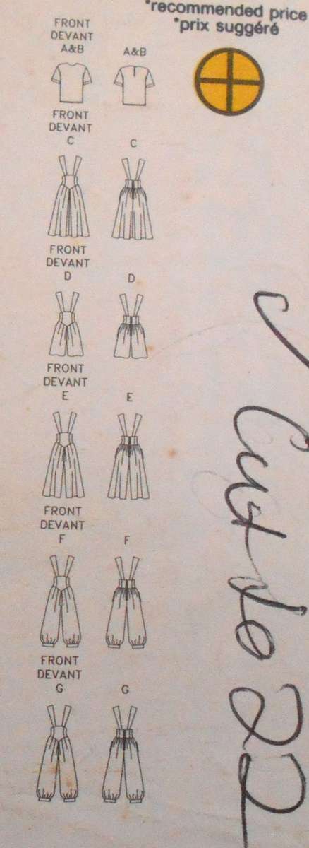 BUTTERICK 5443 TOP-PINAFORE-JUMPSUIT SIZE 18-20-22 COMPLETE-CUT TO 22