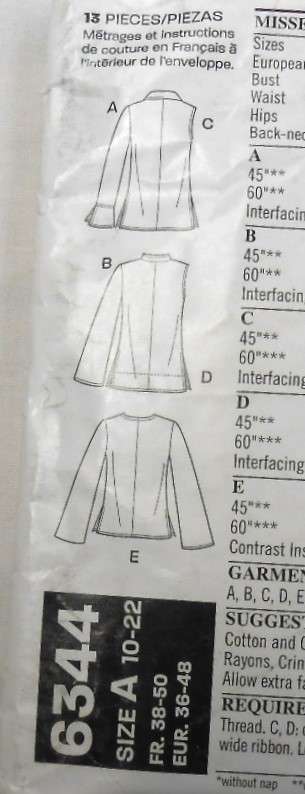 NEW LOOK 6344 TOP WITH SLEEVE & NECK VARIATIONS SIZES 10-22-COMPLETE-CUT TO 22