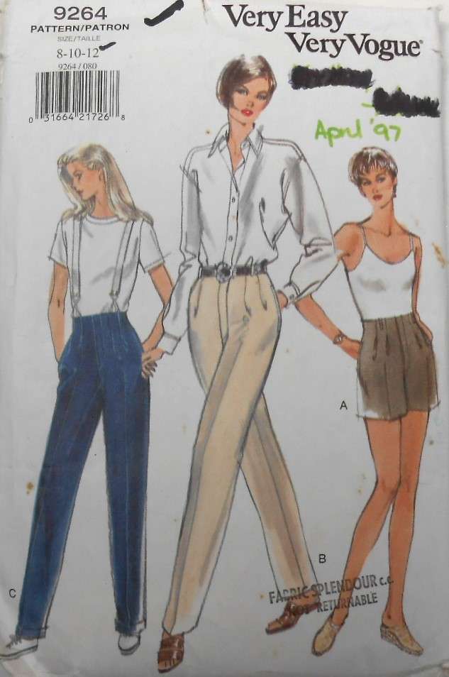 VOGUE 9264 SHORTS & PANTS SIZE 8-10-12-COMPLETE-CUT TO 12