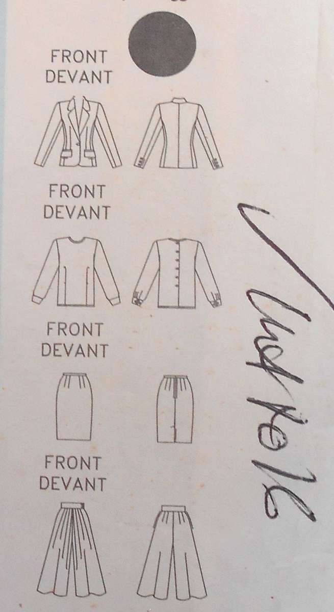 BUTTERICK 5644 JACKET-BLOUSE-SKIRT-SPLIT SKIRT SIZE 12-14-16 COMPLETE-CUT TO 16