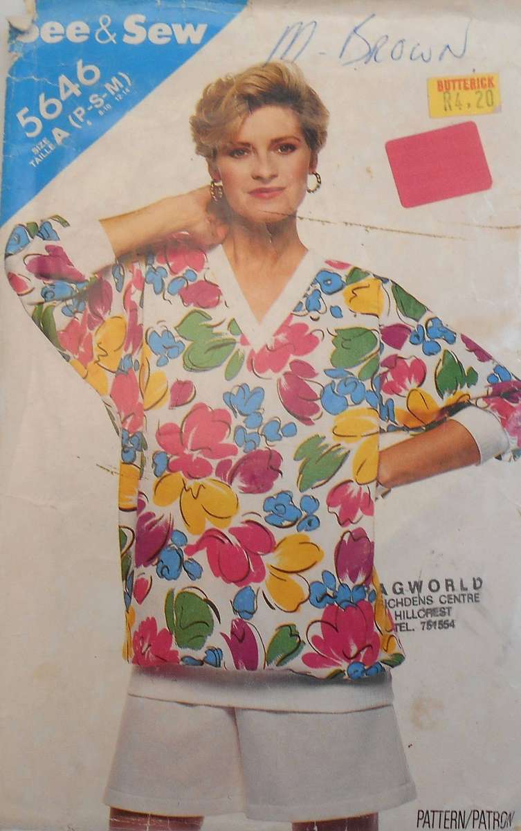 BUTTERICK 5646 TOP & SHORTS SIZE P-S-M COMPLETE-PART CUT TO M ( 12-14)