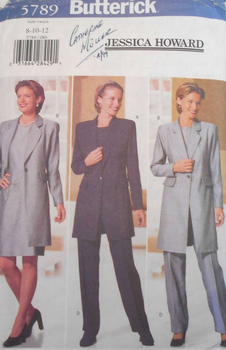 BUTTERICK 5789 JACKET-TOP-SKIRT-PANTS SIZE 8-10-12 COMPLETE-PART CUT TO 12