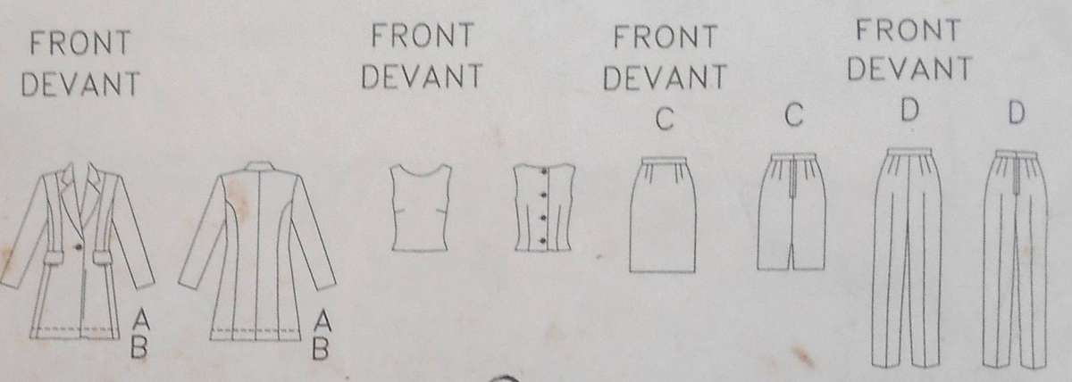 BUTTERICK 5789 JACKET-TOP-SKIRT-PANTS SIZE 8-10-12 COMPLETE-PART CUT TO 12