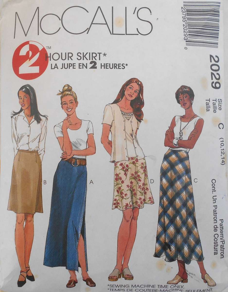 McCALLS 2029 SKIRTS IN 2 LENGTHS SIZE 10-12-14 COMPLETE-CUT TO 14