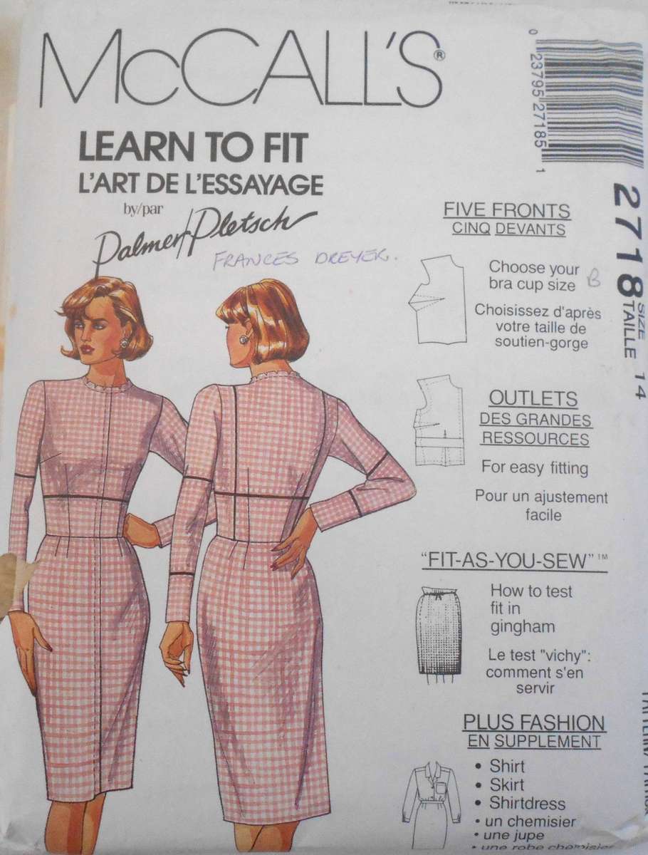 McCALLS 2718 DRESSES DRESS-LEARN TO FIT SIZE 14 COMPLETE MOSTLY UNCUT