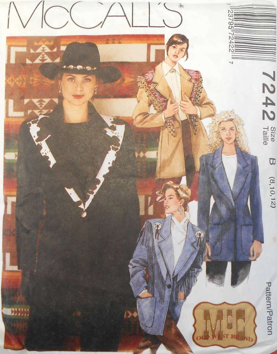 McCALLS 7242 UNLINED JACKET & SHAWL SIZE 8-10-12 COMPLETE CUT TO 12