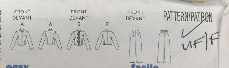 BUTTERICK 4625 TOP WITH STAND UP COLLAR & PANTS SIZE 14-16-18 COMPLETE-UNCUT-F/FOLDED