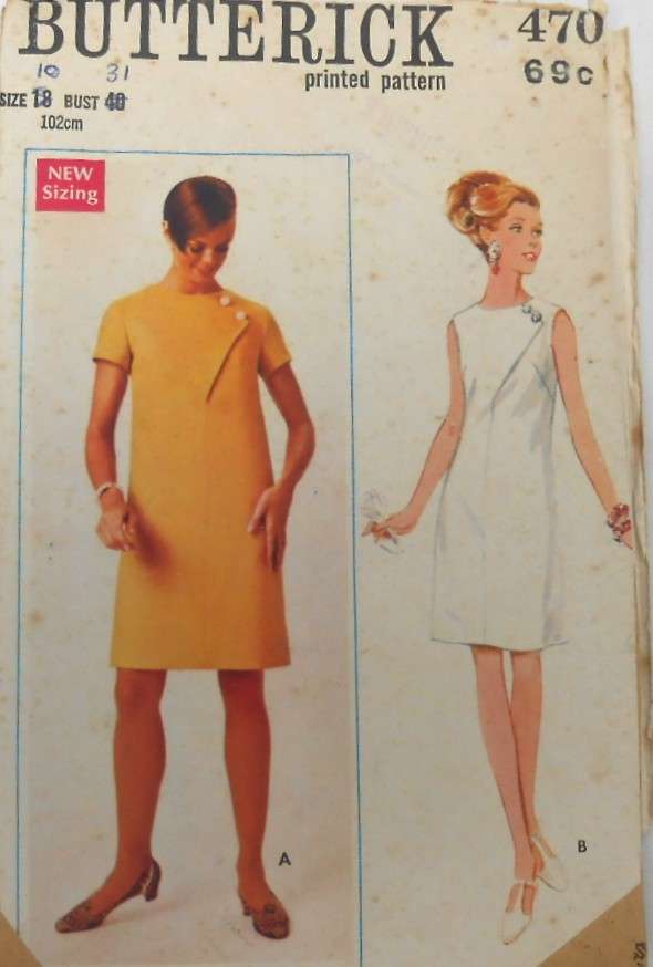 BUTTERICK 4702 SLIM DRESS WITH OVAL NECKLINE-FRONT SEAMING SIZE 18 BUST 40 COMPLETE-ZIPLOC