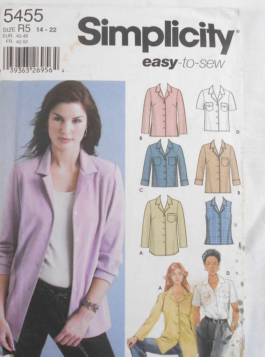 SIMPLICITY 5455 SHIRT IN 3 LENGTHS SIZE 14-22-COMPLETE-CUT TO 16