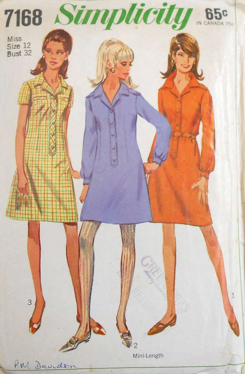 SIMPLICITY 7168 SHIRT-DRESS SIZE 12 BUST 32-COMPLETE