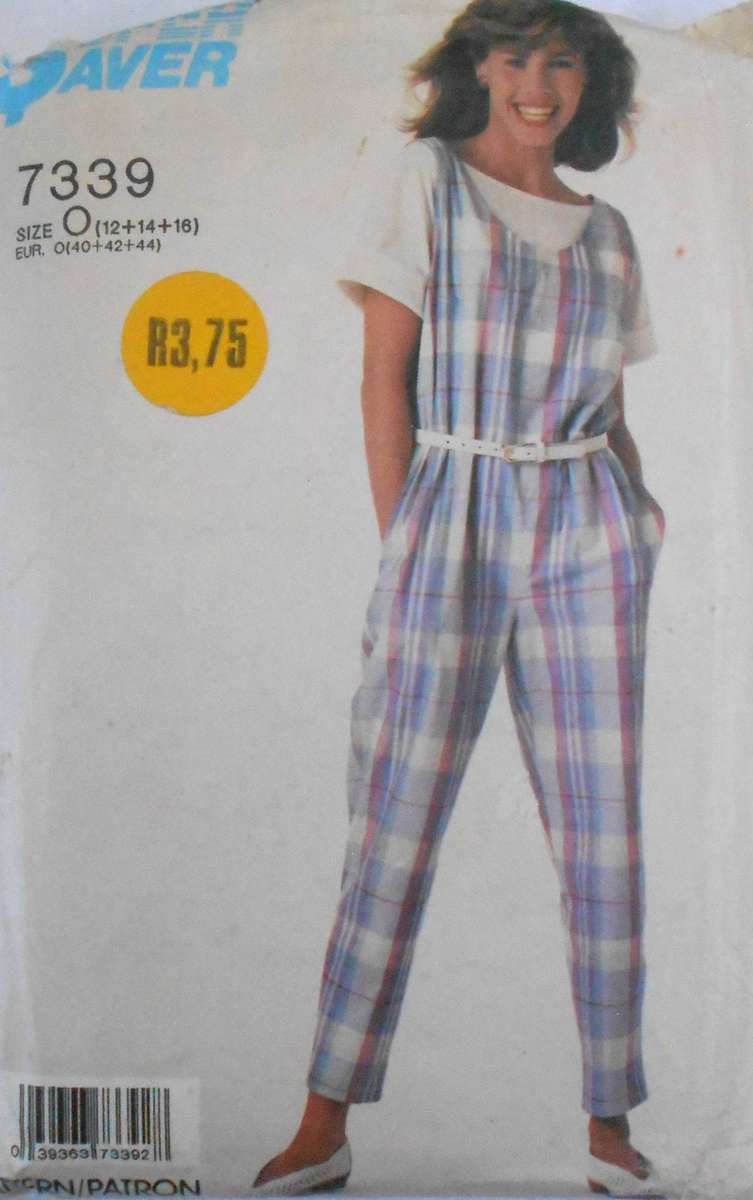SIMPLICITY 7339 V/LOOSE PULL-ON JUMPSUIT-PULLOVER TOP SIZE 12-14-16 COMPLETE-UNCUT-PART CUT TO 16