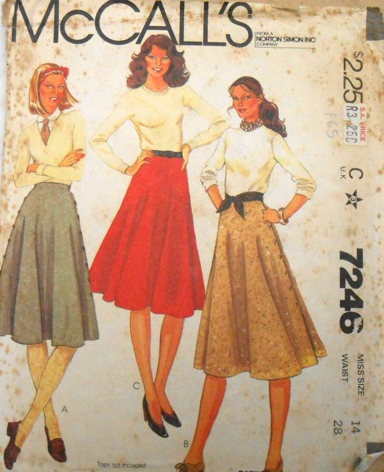 McCALLS 7246 SET OF SKIRTS SIZE 14 WAIST 28 COMPLETE