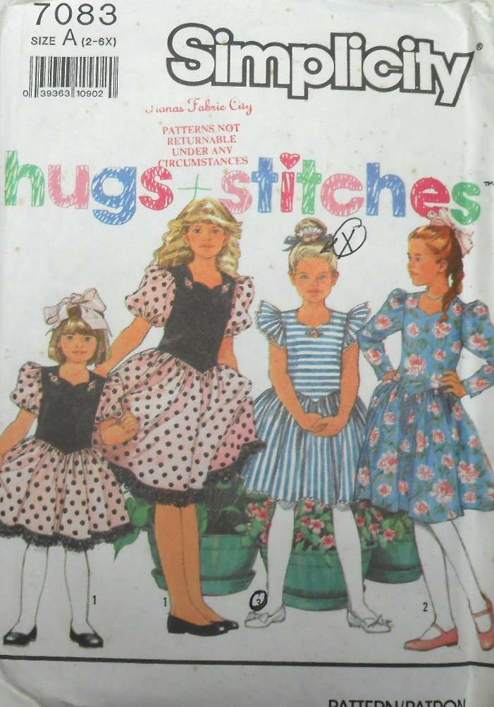 SIMPLICITY 7083 GIRLS PARTY DRESSES SIZE2-6X YEARS-COMPLETE-CUT TO 6 X YEARS