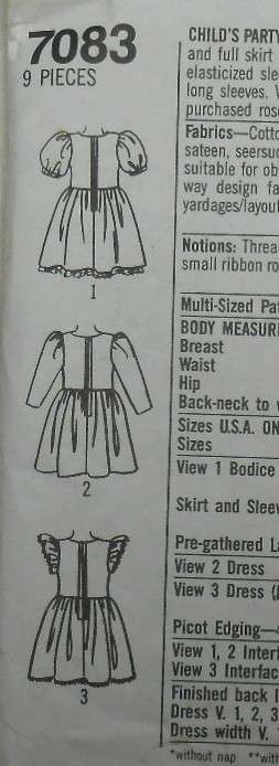 SIMPLICITY 7083 GIRLS PARTY DRESSES SIZE2-6X YEARS-COMPLETE-CUT TO 6 X YEARS