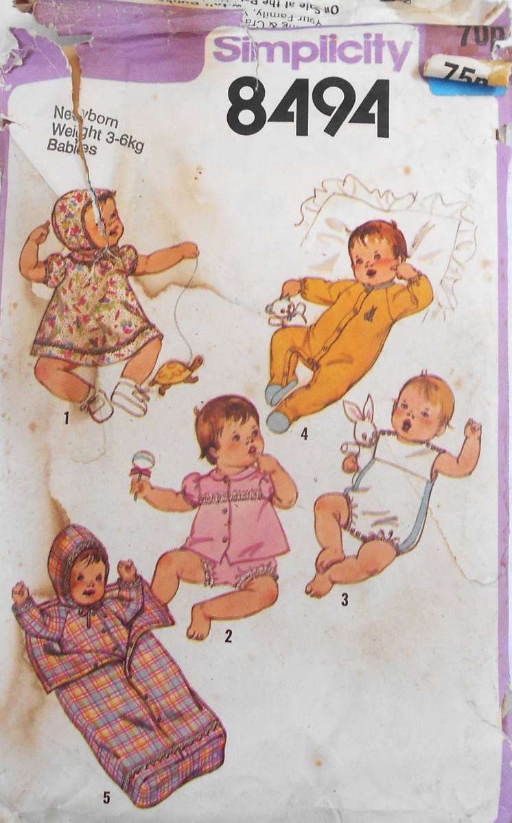SIMPLICITY 8494 NEWBORN BABIES LAYETTE SIZE 3-6 KGS-COMPLETE