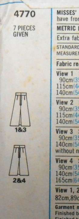 VINTAGE STYLE PATTERN 4770 SKIRTS IN 2 LENGTHS SIZE 12 WAIST 28 1/2 COMPLETE