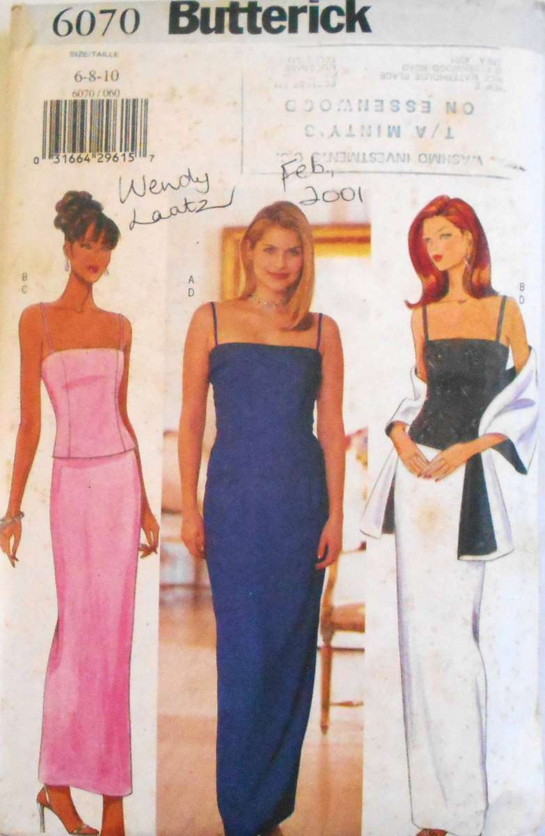 BUTTERICK 6070 STUNNING TOP-SKIRT-STOLE SIZE 6-8-10 COMPLETE PART CUT TO 10