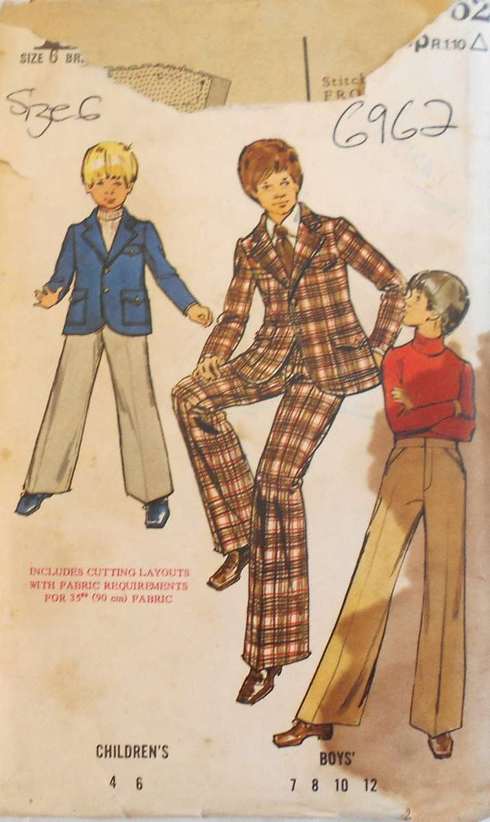 BUTTERICK 6962 BOYS BLAZER-JACKET-PANTS SIZE 6 YEARS COMPLETE