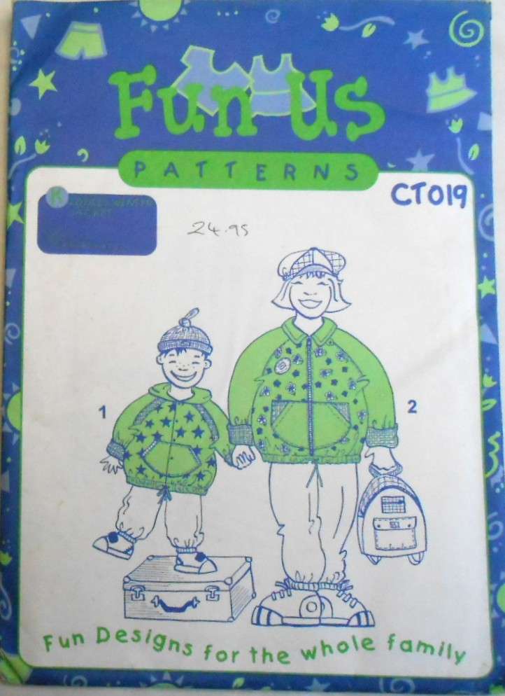 FUN US PATTERNS CT019-KIDDIES WINTER JACKET WITH HOODIE-SIZES 1-8 YEARS-COMPLETE-PART CUT