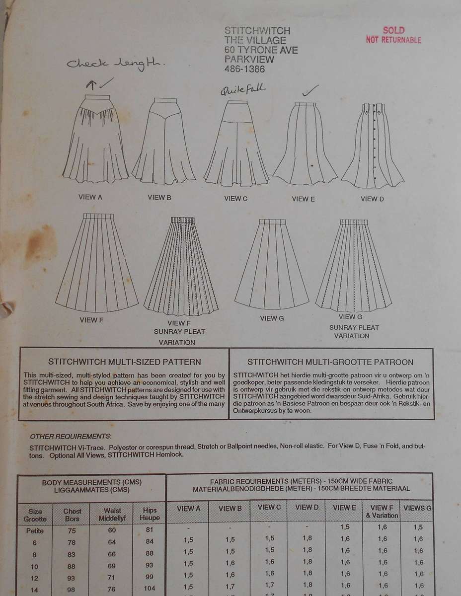 STITCHWITCH M201 SET OF SKIRTS SIZES 6-22