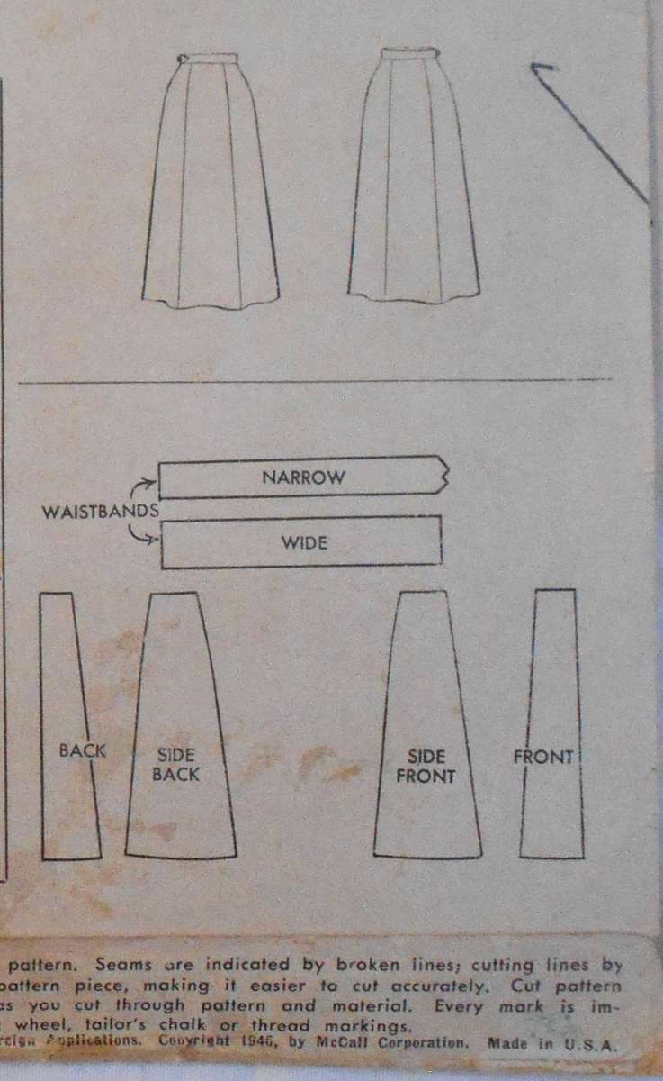 V/VINTAGE McCALLS 6555 SKIRT SIZE WAIST 30" COMPLETE