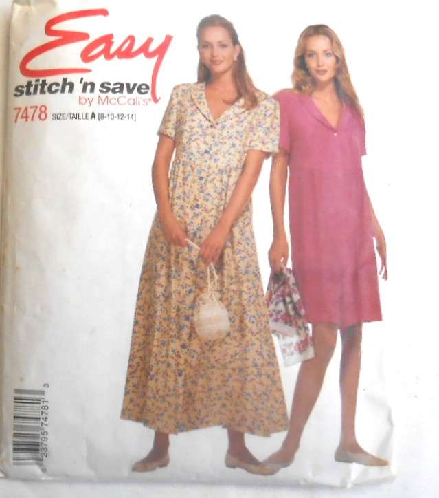 McCALLS 7478 DRESS & ROMPER SIZE 8-10-12-14 COMPLETE-CUT TO 14