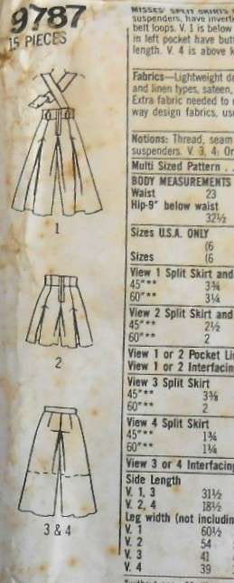 SIMPLICITY 9787 SPLIT SKIRTS IN 2 LENGTHS SIZE 16-24 COMPLETE