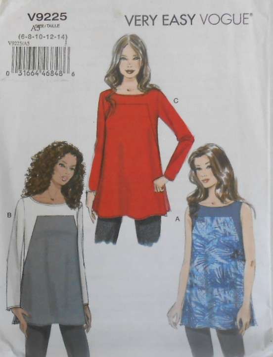 VOGUE V9225 SET OF TUNICS SIZE 6-8-10-12-14 COMPLETE-UNCUT-F/FOLDED