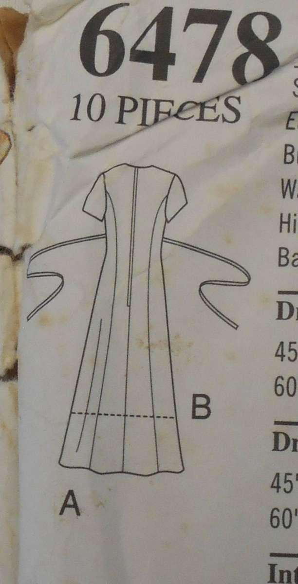 NEW LOOK PATTERNS 6478 HIGH WAIST TIE BACK DRESS SIZE 6-16-CUT TO SIZE 16 - SEE LISTING