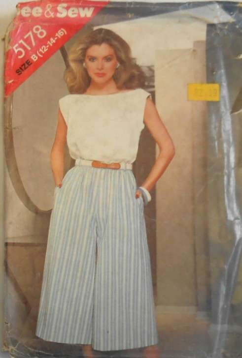 BUTTERICK 5178 TOPS & CULOTTES SIZE 12-14-16 COMPLETE-UNCUT-F/FOLDED