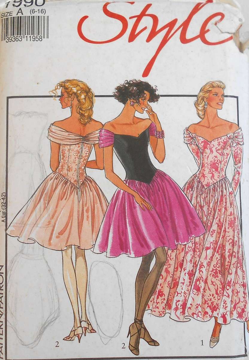 STYLE 1990 STUNNING OFF SHOUDER EVENING DRESSES SIZE 6-16 COMPLETE PART CUT TO 16