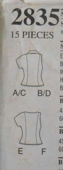 STYLE 2835 SET OF TOPS SIZE 8-18-COMPLETE-UNCUT-F/FOLDED