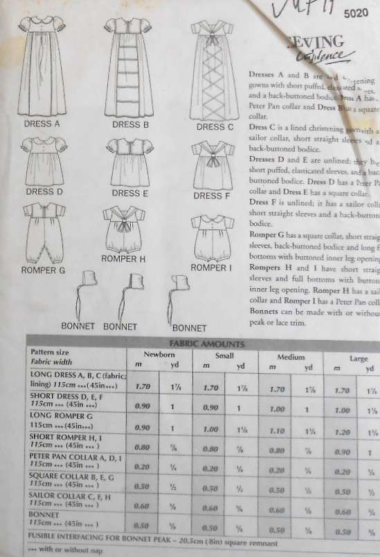 SEWING WITH CONFIDENCE PATTERN 20 - BABY CLOTHES SIZE NEW BORN-LARGE-COMPLETE-UNCUT-F/FOLDED