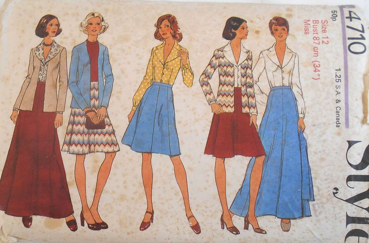 VINTAGE STYLE 4710 PANELLED SKIRT-BLOUSE-CARDIGAN SIZE 12 BUST 34- SEE LISTING