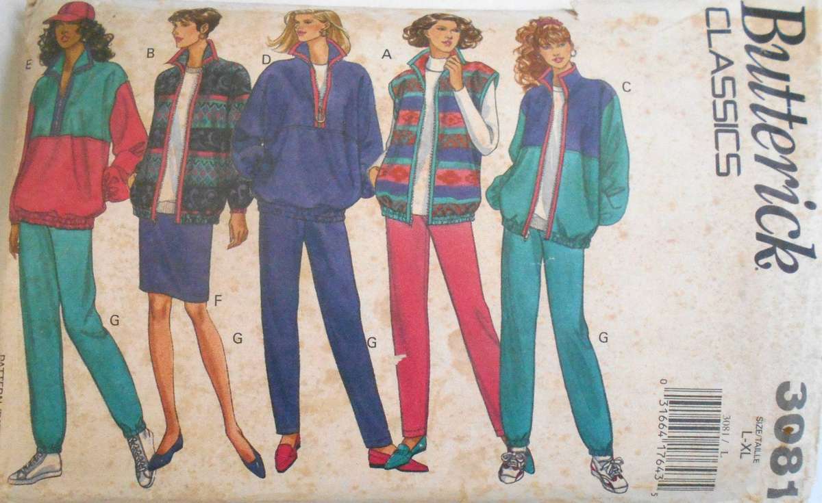 BUTTERICK 3081 TRACKSUIT JACKET-GILET & SKIRT SIZE XL  20-22 - COMPLETE-NO PANTS PATTERN SUPPLIED