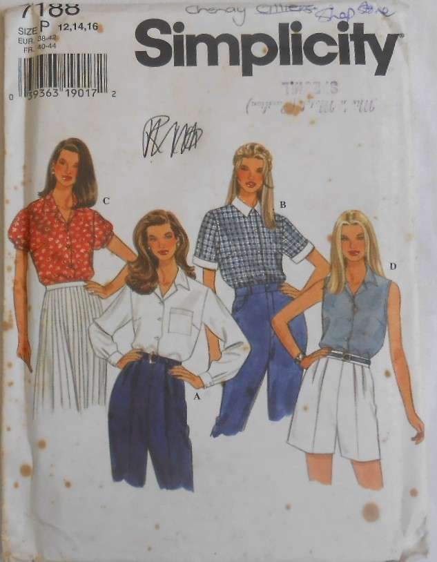 SIMPLICITY 7188 SET OF SHIRTS SIZE 12-14-16 COMPLETE-UNCUT-F/FOLDED