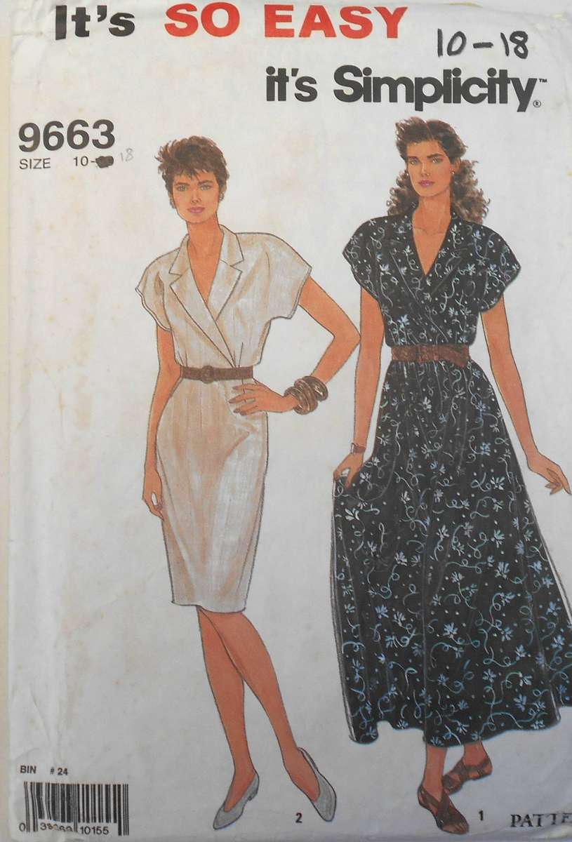 SIMPLICITY 9663 DRESSES IN 2 LENGTHS SIZE 10-18 COMPLETE-CUT TO 18