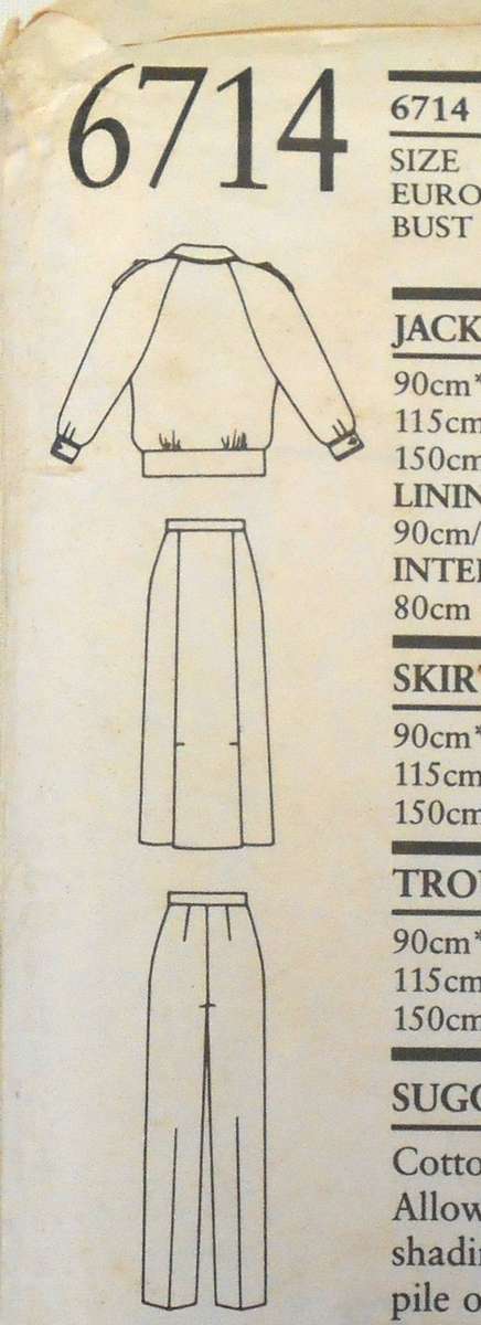 NEW LOOK PATTERNS 6714 COMBAT JACKET-SKIRT-PANTS SIZE 8-18 COMPLETE-JACKET TO 10, SKIRT & PANTS 18