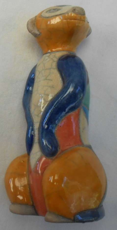 South African Raku Pair of colourful Meercats