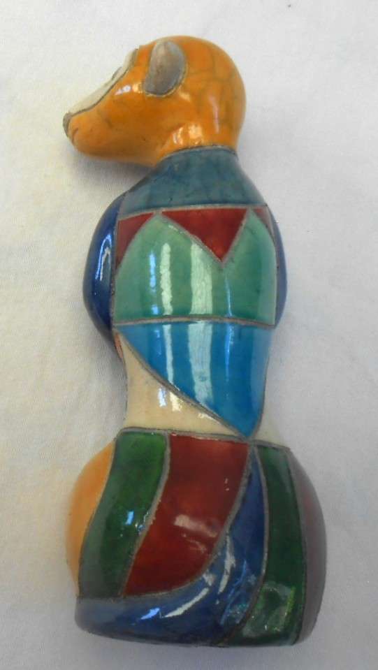 South African Raku Pair of colourful Meercats