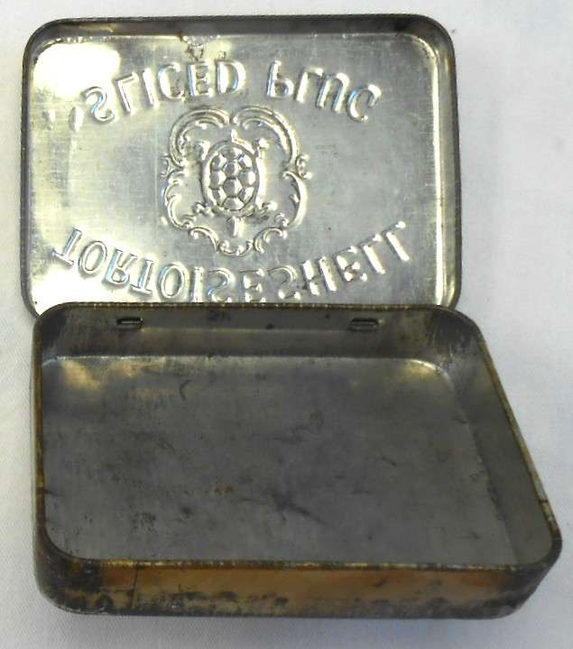 Vintage Tortoise shell Sliced Plug Tin in excellent condition