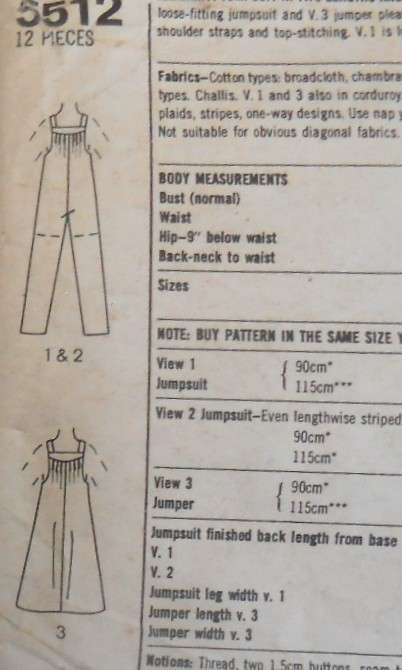 SIMPLICITY 5512 MATERNITY JUMPSUIT & PULLOVER PINAFORE SICE MEDIUM (14-16) COMPLETE-ZIPLOC