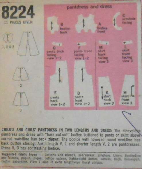 SIMPLICITY 8224 GIRLS PANTSDRESS & DRESS SIZE 4 YEARS BREAST 23 COMPLETE-ZIPLOC