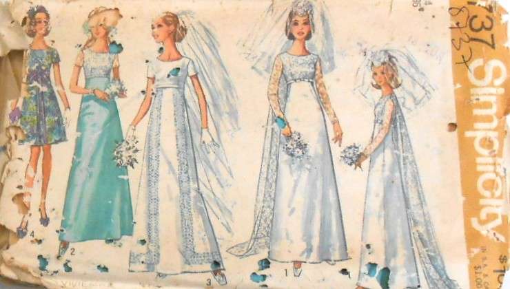 SIMPLICITY 8737 BRIDAL DRESS+DETACHABLE TRAIN-BRIDESMAID DRESS SIZE 14 BUST 36 COMPLETE-ZIPLOC