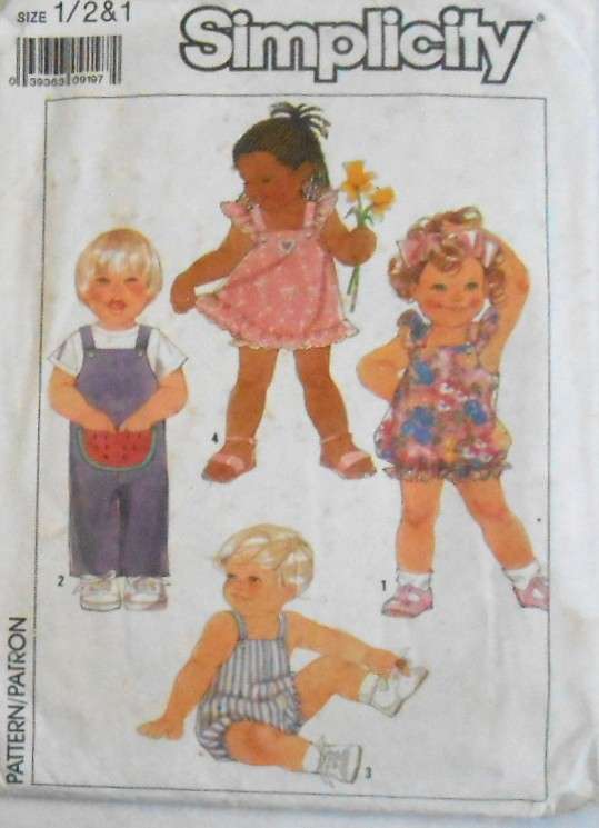 SIMPLICITY 9233 TODDLERS JUMPSUIT-ROMPERS-PULLOVER SUNDRESS-PANTIES SIZE 6 MONTHS-1- 2 YEAR COMPLETE