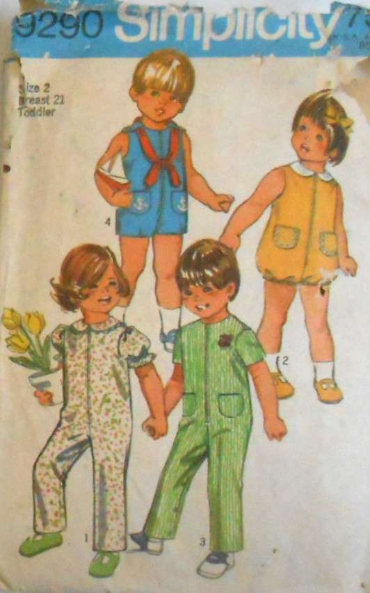 SIMPLICITY 9290 TODDLERS JUMPSUIT-BUBBLESUIT SIZE 2 YEARS BREAST 23 SEE LISTING-ZIPLOC